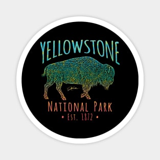 Yellowstone National Park Walking Bison Magnet